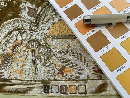 1.5y Brunschwig &amp; Fils Octavia Silk Velvet Print “gold”pale Chartreuse Green