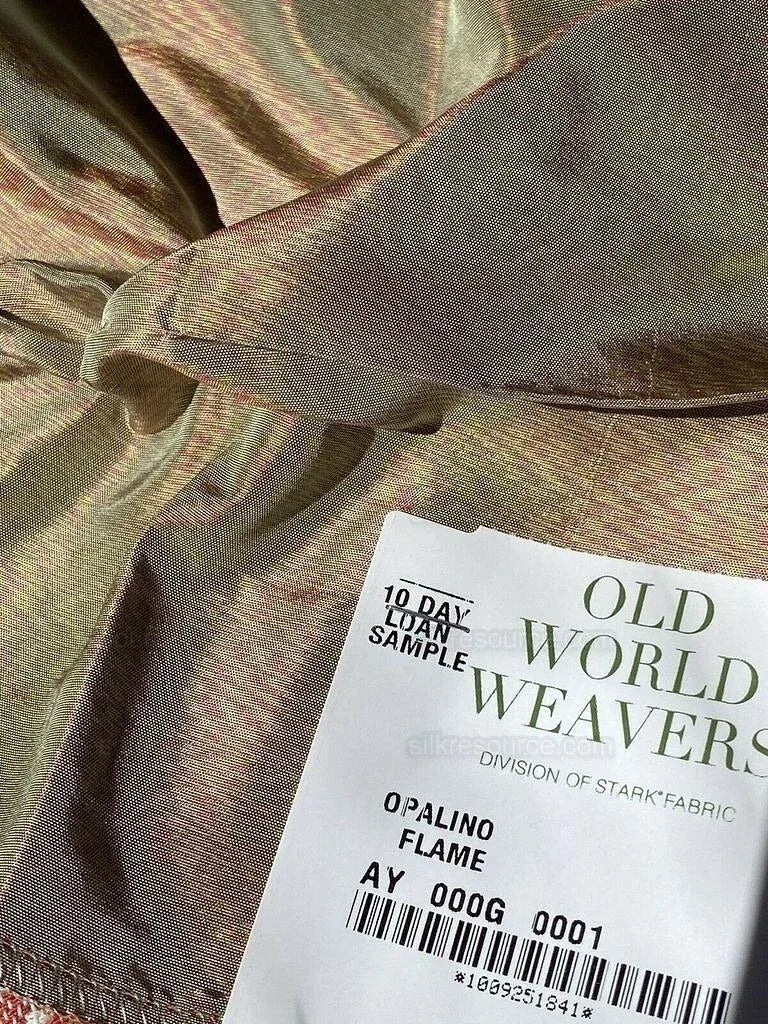 By Yd Scalamandre Opalino Flame 100% Silk Red Green MSRP USD 212/yd