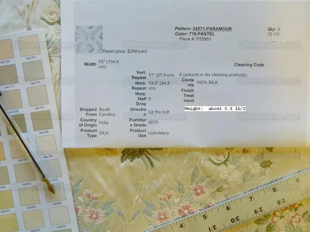 3.75y Kravet Paramour Pastel Silk Floral Damask MSRP USD 288/y