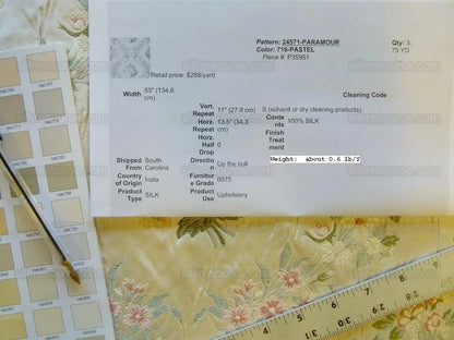 3.75y Kravet Paramour Pastel Silk Floral Damask MSRP USD 288/y