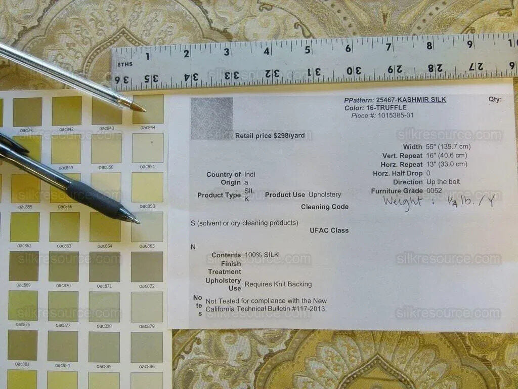 By Yard Kravet Kashmir Silk Damask Medallion Truffle Gold Beige MSRP USD 298/y