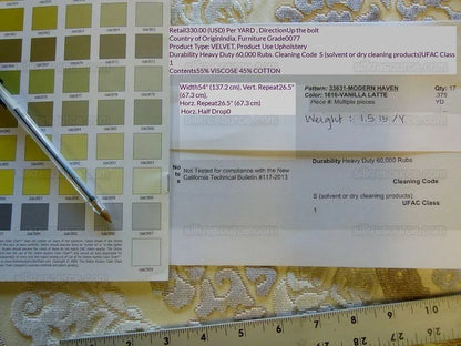 By Yard Kravet Modern Haven Cut Velvet Vanilla Latte MSRP USD 330/Y