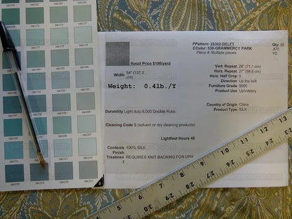 Bty Kravet Delft Grammercy Park Paisley Blue Green Silk Damask Mspr198/y