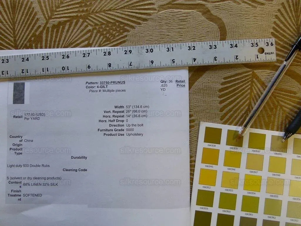 by yd Kravet Prunus Gilt Leaves Chinoiserie Japanese Penzai Penjing Pine Tree Plum 24K Gold MSRP USD 177/y