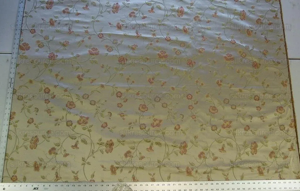 Kravet Villa Carlotta Pongee 100%silk Lampas Chinoiserie Peony Rose Vine MSRP USD 177Y