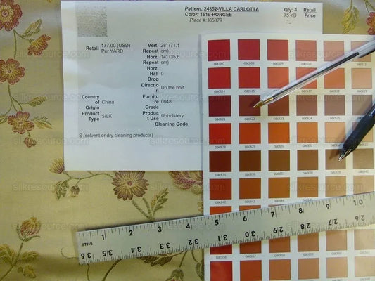 Kravet Villa Carlotta Pongee 100%silk Lampas Chinoiserie Peony Rose Vine MSRP USD 177Y