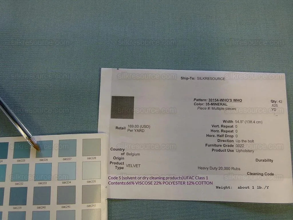 By Yd Kravet Who's Who Mineral Blue Thick Heavy Velvet Reversible MSRP USD 169/y