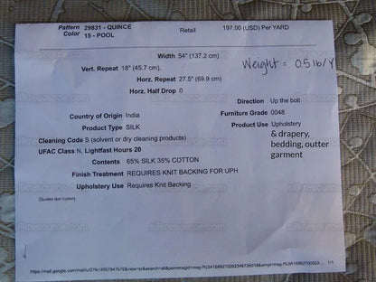 Kravet Couture Quince Pool Green Blue Flowering Plum Tree Asian Chinoiserie Silk MSRP USD 197/Y