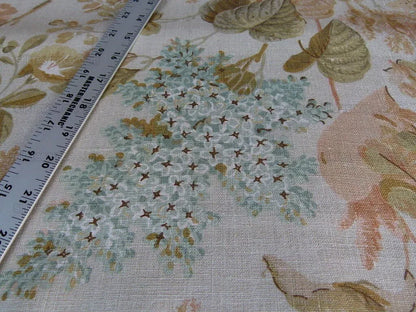 BY Yd Lee Jofa Clarendon Linen Print Floral Beige Pink Natural English Cottage Garden Heavy Linen MSRP USD 276/y
