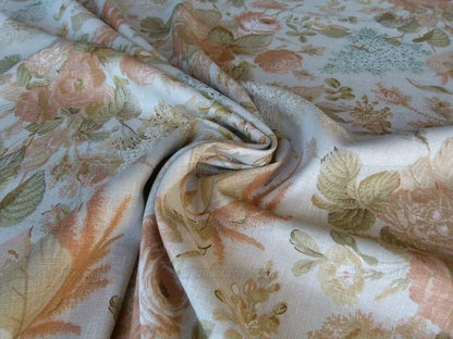 BY Yd Lee Jofa Clarendon Linen Print Floral Beige Pink Natural English Cottage Garden Heavy Linen MSRP USD 276/y
