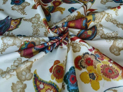 By yard Lee Jofa Arcadia Multi by Oscar De La Renta Blue Red Orange Mocha Mustard Cotton Sateen MSRP USD 284/y
