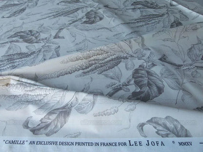 By Yard Lee Jofa Camille Sand/Grey 100% Cotton Print Foliage from France MSRP USD196/Y