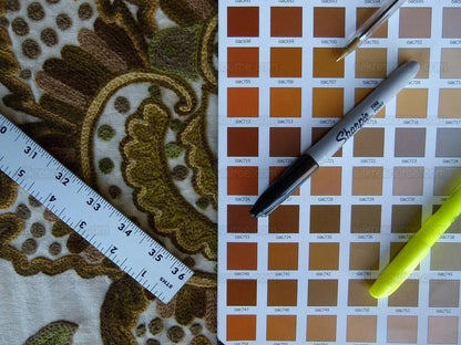 By Yd Lee Jofa Jardin Crewel Olive Green Gold Wool Cotton Jacobean Art Nouveau Sunflower MSRP USD 399/Y