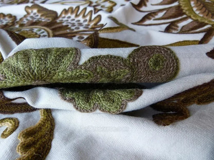 By Yd Lee Jofa Jardin Crewel Olive Green Gold Wool Cotton Jacobean Art Nouveau Sunflower MSRP USD 399/Y