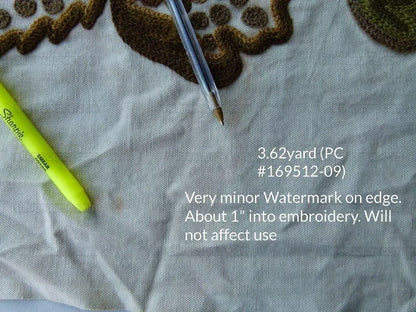 By Yd Lee Jofa Jardin Crewel Olive Green Gold Wool Cotton Jacobean Art Nouveau Sunflower MSRP USD 399/Y