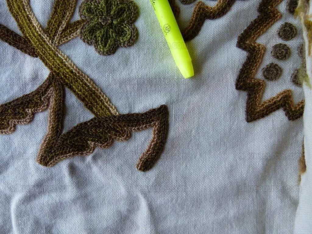 By Yd Lee Jofa Jardin Crewel Olive Green Gold Wool Cotton Jacobean Art Nouveau Sunflower MSRP USD 399/Y