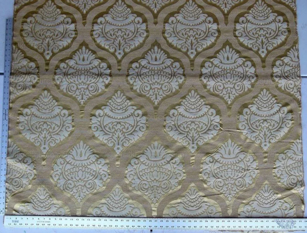 By Yd Lee Jofa Ashton Damask Gilt Gold Silk Sculptural Damask Reversible Medallion Renaissance MSRP USD 270/y