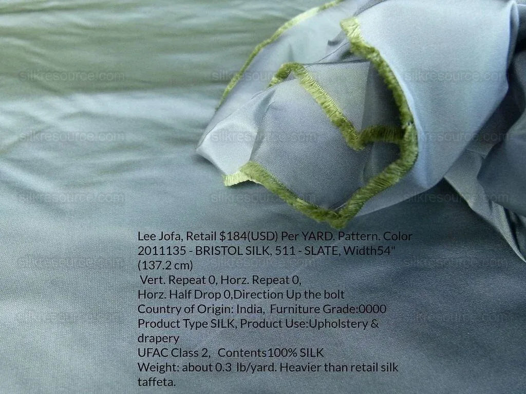 By yard Lee Jofa Bristol Silk Slate Blue 100% Silk MSRP USD 184/y