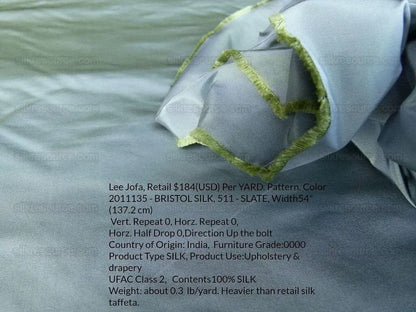 By yard Lee Jofa Bristol Silk Slate Blue 100% Silk MSRP USD 184/y