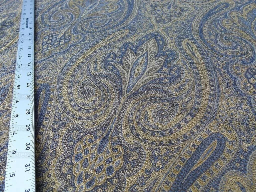 By Yard Lee Jofa Sarsen Paisley Sapphire Blue Silk/cotton Damask Renaissance MSRP USD 176/y