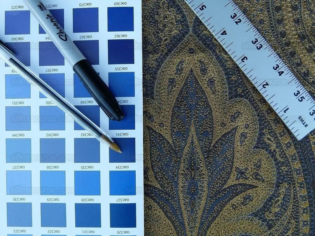 By Yard Lee Jofa Sarsen Paisley Sapphire Blue Silk/cotton Damask Renaissance MSRP USD 176/y