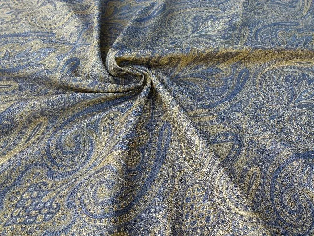 By Yard Lee Jofa Sarsen Paisley Sapphire Blue Silk/cotton Damask Renaissance MSRP USD 176/y