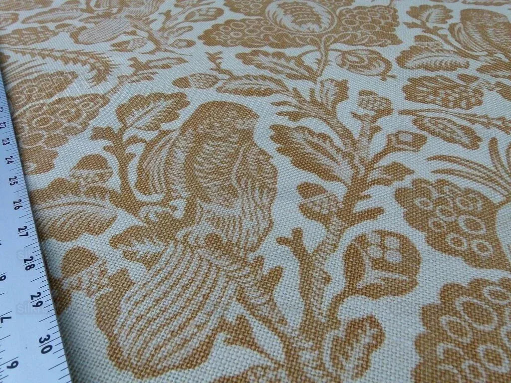 1.3y Gp&amp;j Baker Owls &amp; Fruit Cream/mustard 100% Linen MSRP USD 198/y