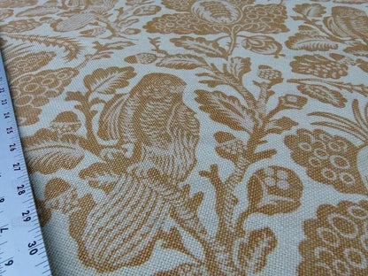 4.37y Gp&amp;j Baker Owls &amp; Fruit Cream/mustard 100% Linen MSRP USD 198/Y