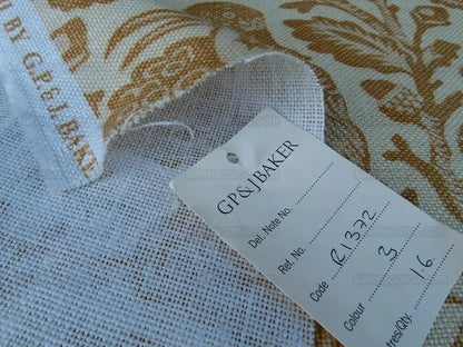 1.3y Gp&amp;j Baker Owls &amp; Fruit Cream/mustard 100% Linen MSRP USD 198/y