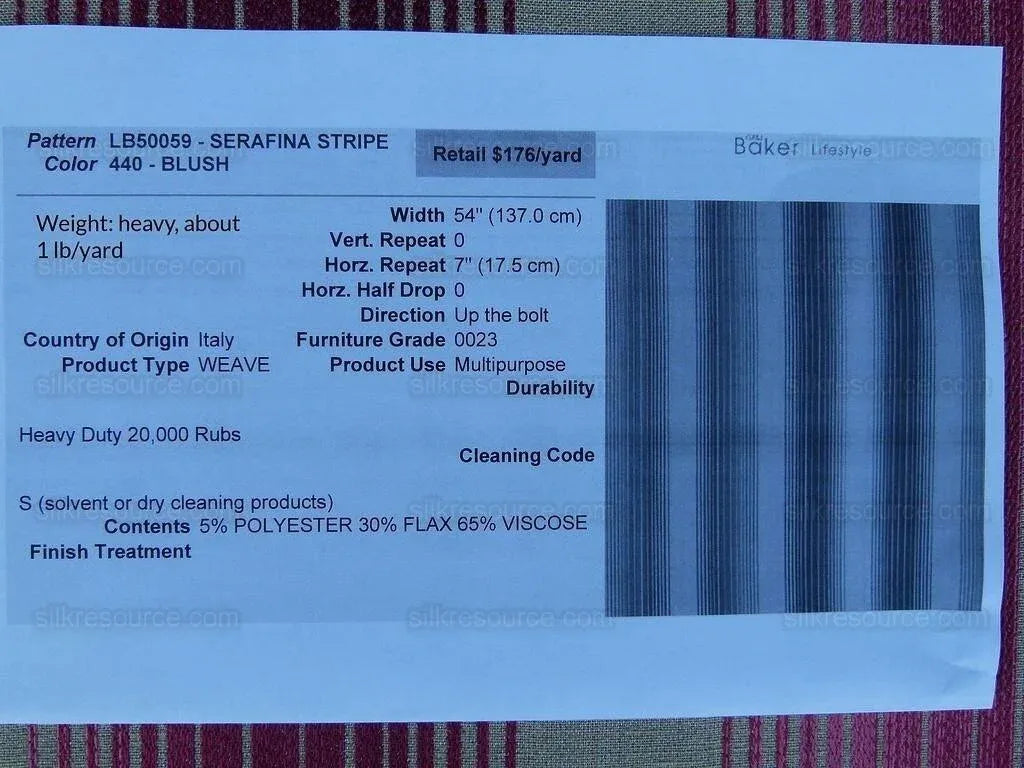 By Yd Lee Jofa Baker Lifestyle Serafina Stripe Blush Pink Rose White MSRP USD 176/y