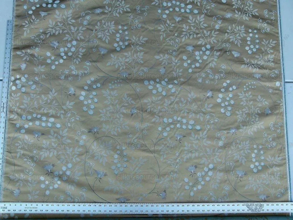 Lee Jofa 100% Silk William Morris Vine Berry Blue Silver Beige Bronze Art Nouveau MSRP USD 248/Y