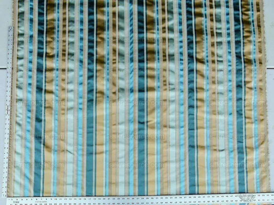 Lee Jofa Figaro Silk Stripe Aqua Caramel Blue Gold MSRP USD 198/Y