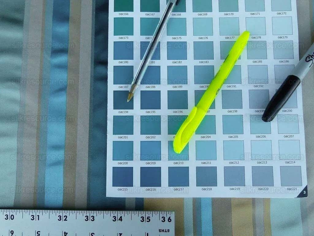 Lee Jofa Figaro Silk Stripe Aqua Caramel Blue Gold MSRP USD 198/Y