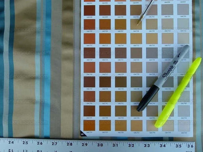 Lee Jofa Figaro Silk Stripe Aqua Caramel Blue Gold MSRP USD 198/Y