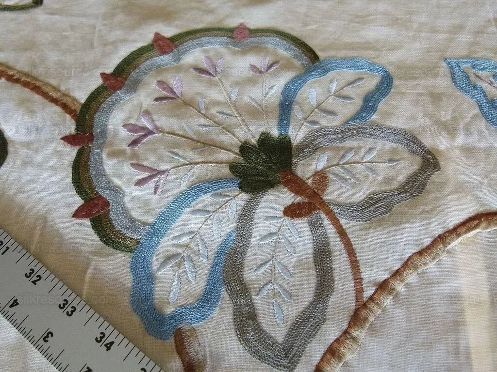 By Yard Lee Jofa Hatherleigh Trail Multi/blue Embroidery MSRP USD 296y