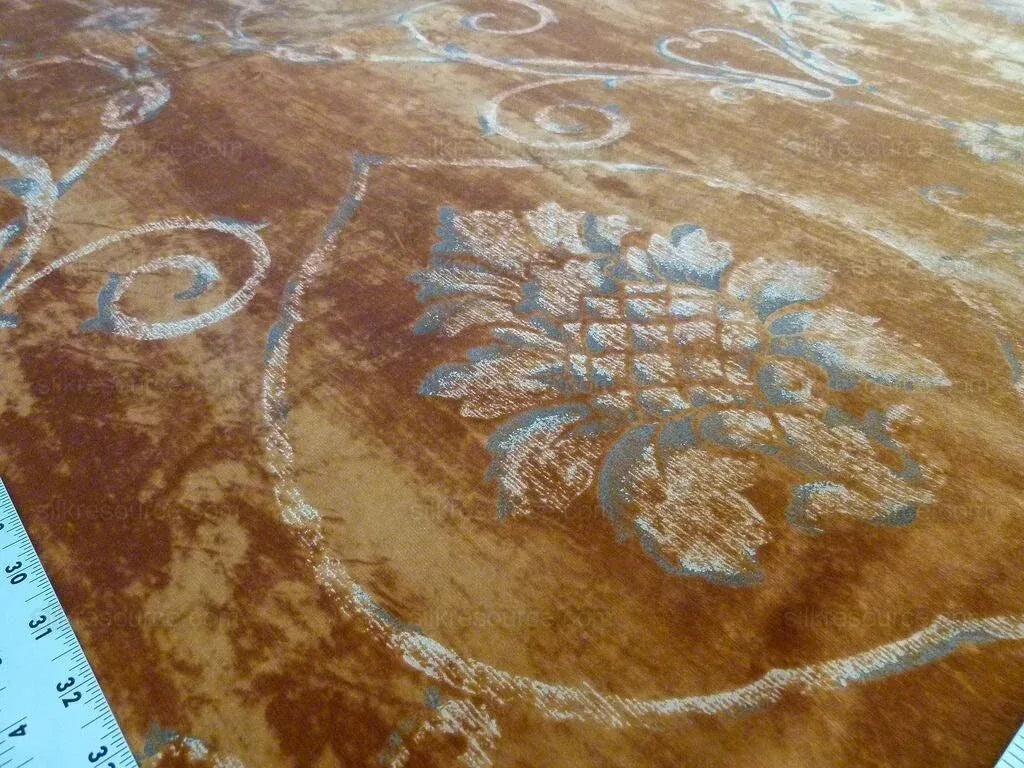 BY Yard Lee Jofa Casa D'or Pr Gold Brown 100% Cotton Venice Printed Velvet MSRP USD 460/y