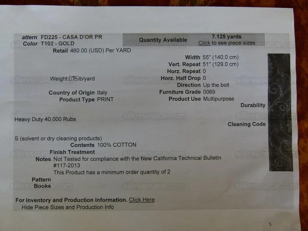 BY Yard Lee Jofa Casa D'or Pr Gold Brown 100% Cotton Venice Printed Velvet MSRP USD 460/y