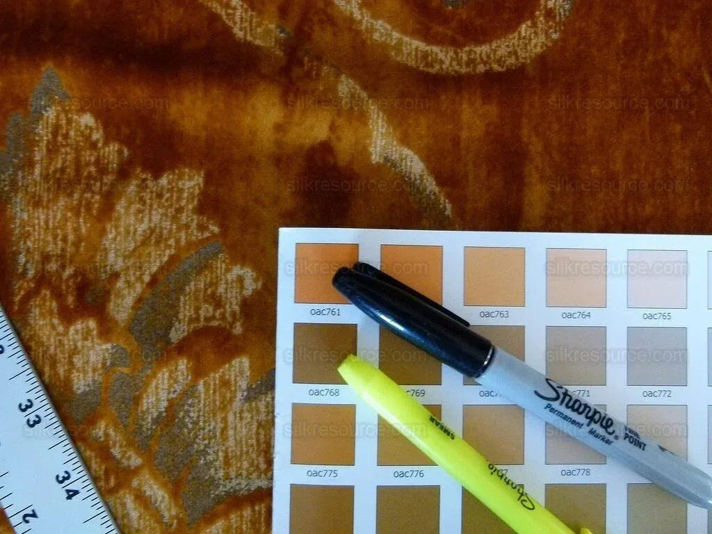 BY Yard Lee Jofa Casa D'or Pr Gold Brown 100% Cotton Venice Printed Velvet MSRP USD 460/y