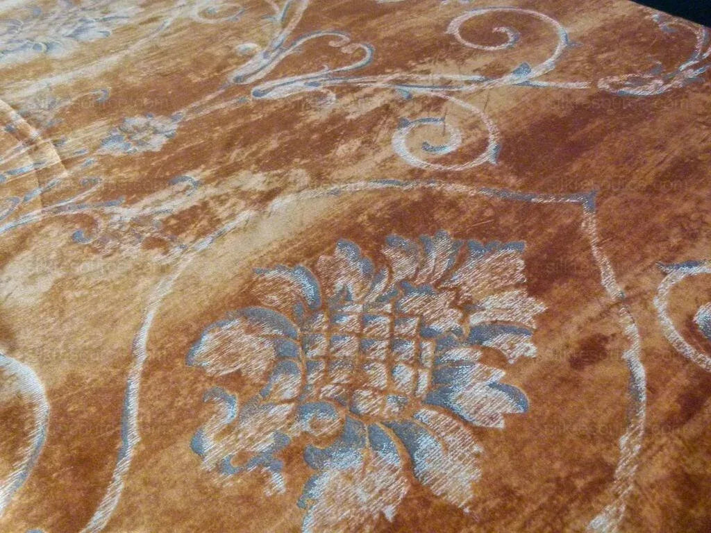 BY Yard Lee Jofa Casa D'or Pr Gold Brown 100% Cotton Venice Printed Velvet MSRP USD 460/y