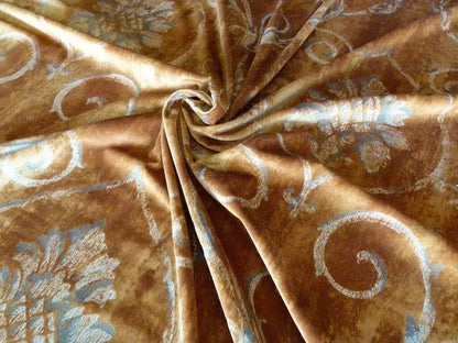 BY Yard Lee Jofa Casa D'or Pr Gold Brown 100% Cotton Venice Printed Velvet MSRP USD 460/y