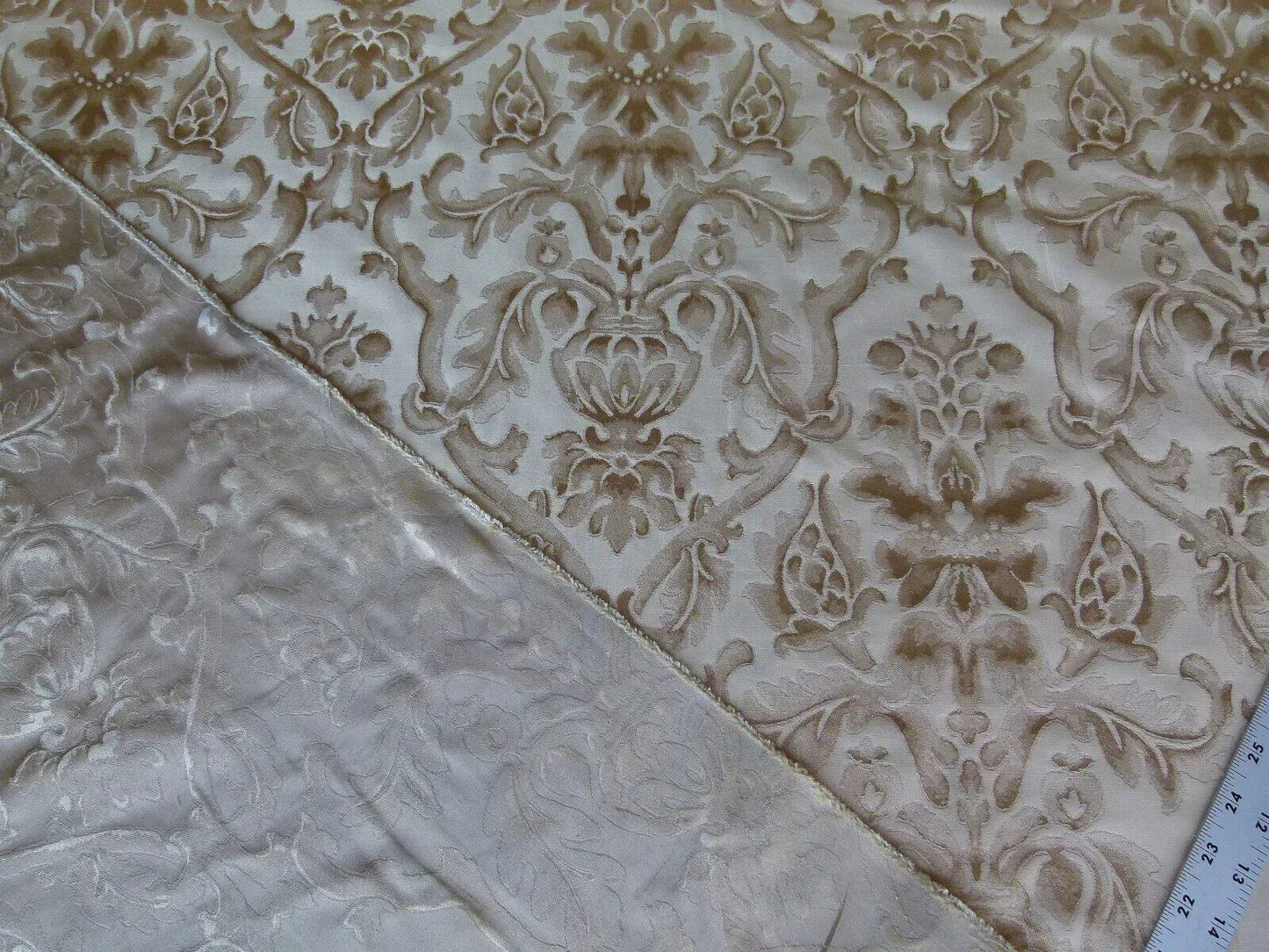 By Yd Kravet Beauvoir Silk Mushroom Tan Antique Gold Bronze Historical Damask MSRP USD 236/y