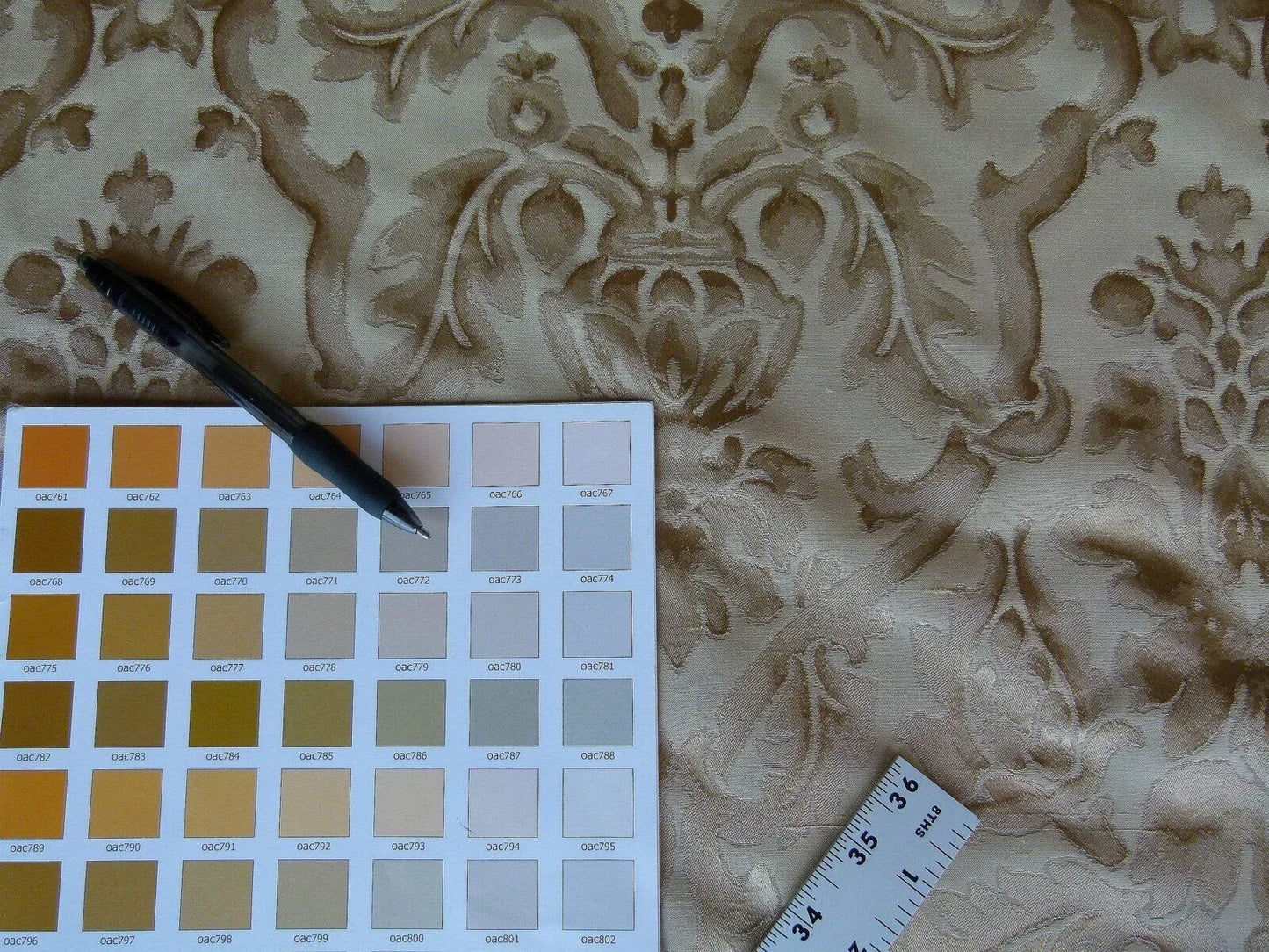 By Yd Kravet Beauvoir Silk Mushroom Tan Antique Gold Bronze Historical Damask MSRP USD 236/y
