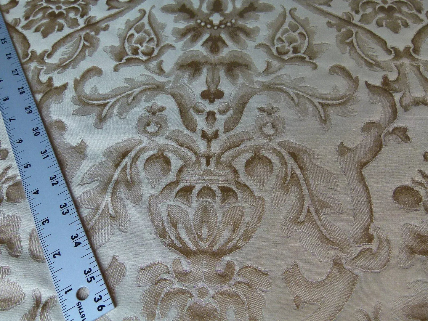 By Yd Kravet Beauvoir Silk Mushroom Tan Antique Gold Bronze Historical Damask MSRP USD 236/y
