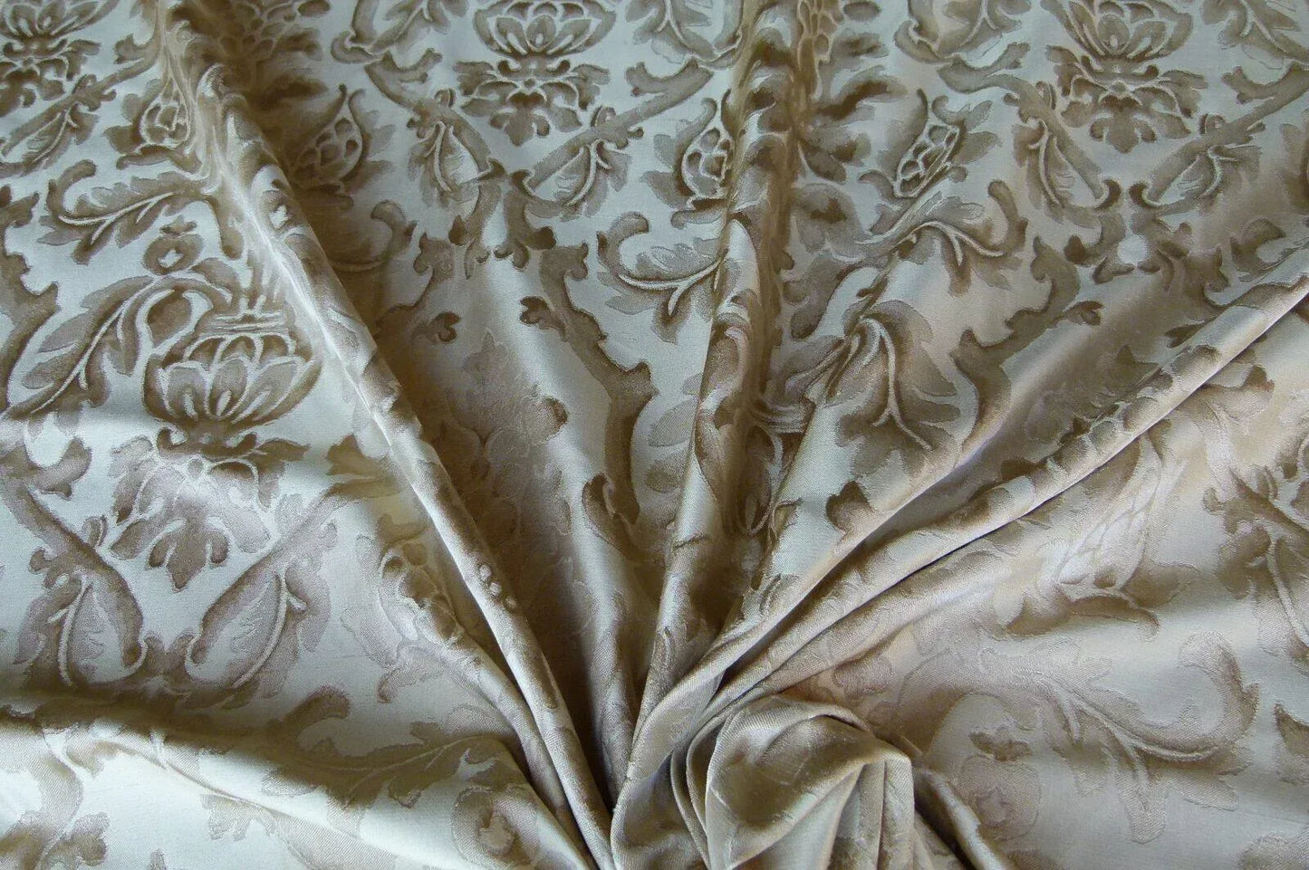 By Yd Kravet Beauvoir Silk Mushroom Tan Antique Gold Bronze Historical Damask MSRP USD 236/y