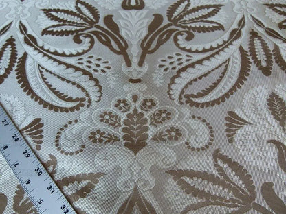 By Yd 100% Silk Lampas Edina Gold Bronze Beige Classic Artichoke Rose MSRP USD 300/Y