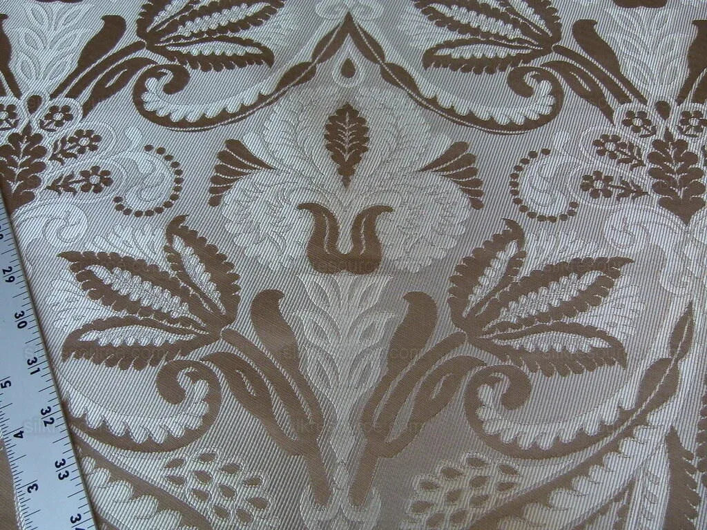 By Yd 100% Silk Lampas Edina Gold Bronze Beige Classic Artichoke Rose MSRP USD 300/Y