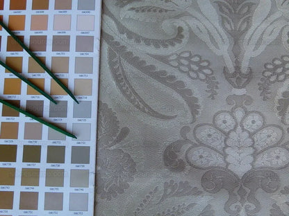 By Yd 100% Silk Lampas Edina Gold Bronze Beige Classic Artichoke Rose MSRP USD 300/Y