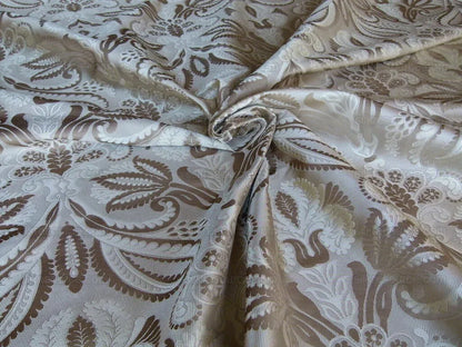 By Yd 100% Silk Lampas Edina Gold Bronze Beige Classic Artichoke Rose MSRP USD 300/Y