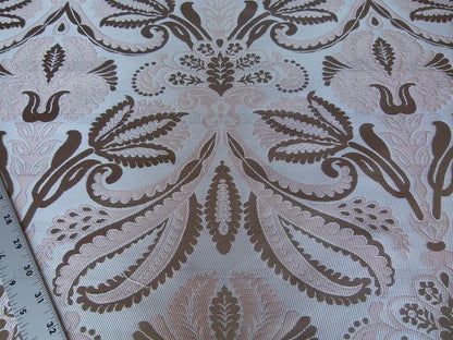 By Yd 100% Silk Lampas Edina Blush Pink Classic Artichoke