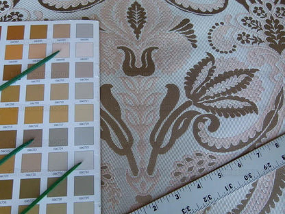 By Yd 100% Silk Lampas Edina Blush Pink Classic Artichoke